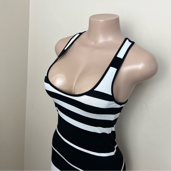 AQUA Black & White Striped Maxi Dress - Picture 3 of 7